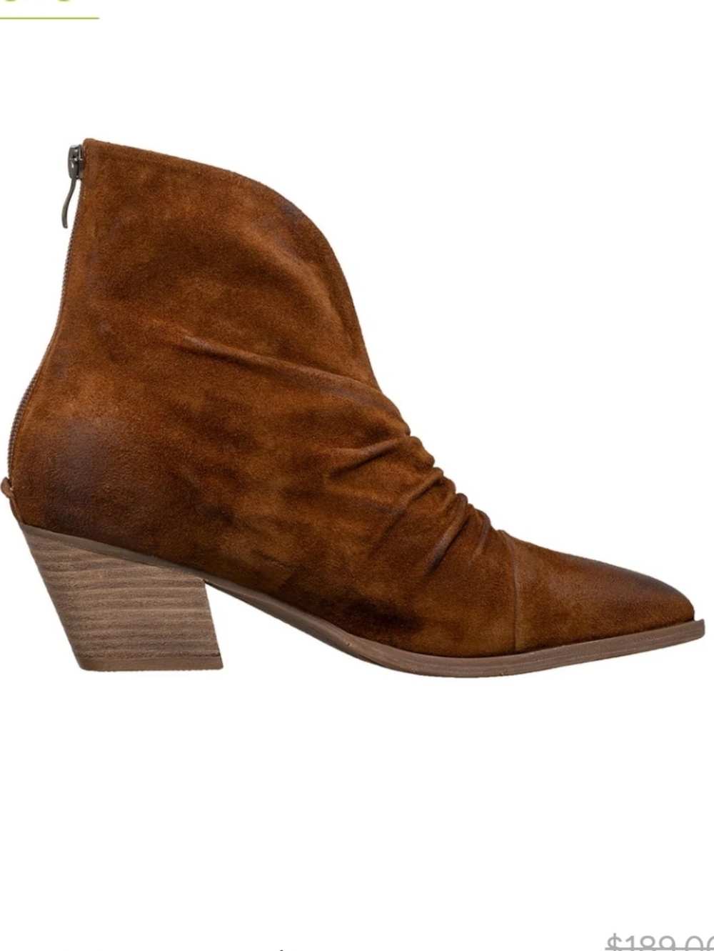 Antelope Brown Suede Ruffled Ankle Bootie Size 38 EU 2.5 Inches Heel NWOT